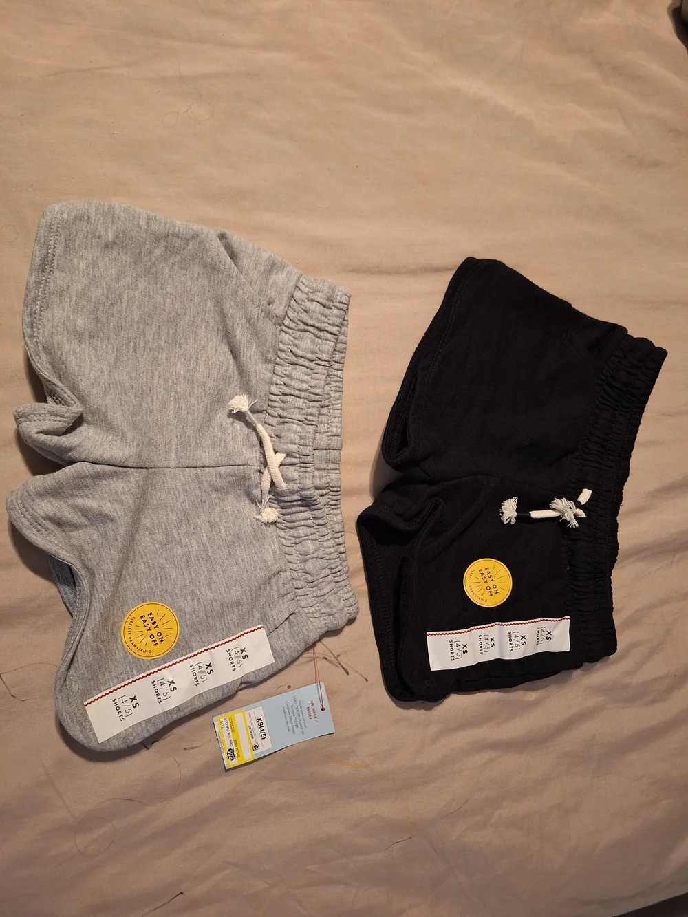 SE OF 2 Cat & Jack Black Drawstring Kids Shorts  Black And Grey Xs